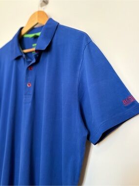 Hugo Boss Royal Blue Regular Fit Polo Shirt Men Size XXL Red Accent
